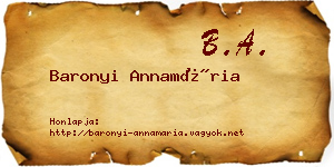Baronyi Annamária névjegykártya